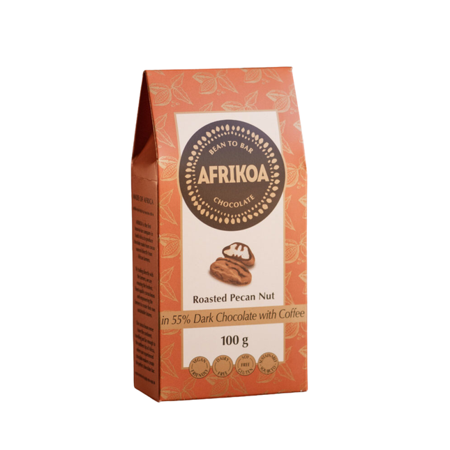Afrikoa Roasted Pecan Nut in 55% Dark Chocolate with Coffee