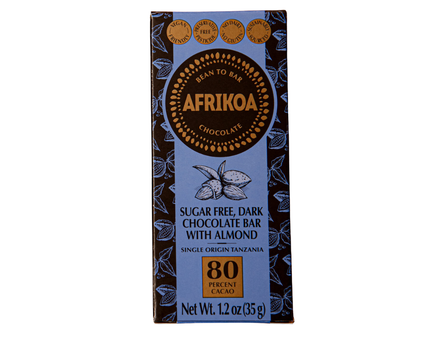 Afrikoa 80% Sugar Free Dark Chocolate with Almonds (35g)