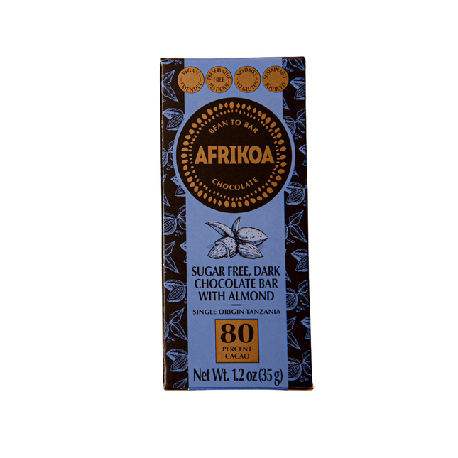 Afrikoa 80% Sugar Free Dark Chocolate with Almonds (35g)