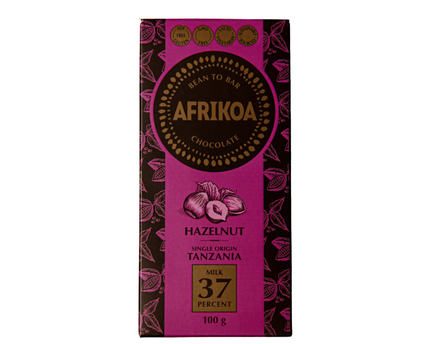 Afrikoa 37% Milk Chocolate with Hazelnuts (100g)