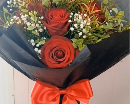 Rose Bouquet With Wine