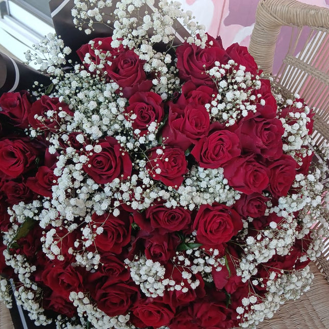 Red Roses & Gyp Bouquet